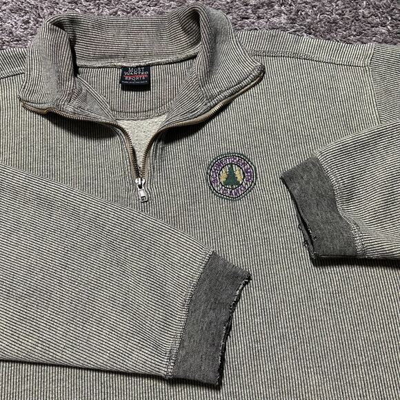 Vintage 90s Sweatshirt 1/4 Zip Striped Schweitzer Mountain Idaho Large Baggy Fit - Picture 2 of 11